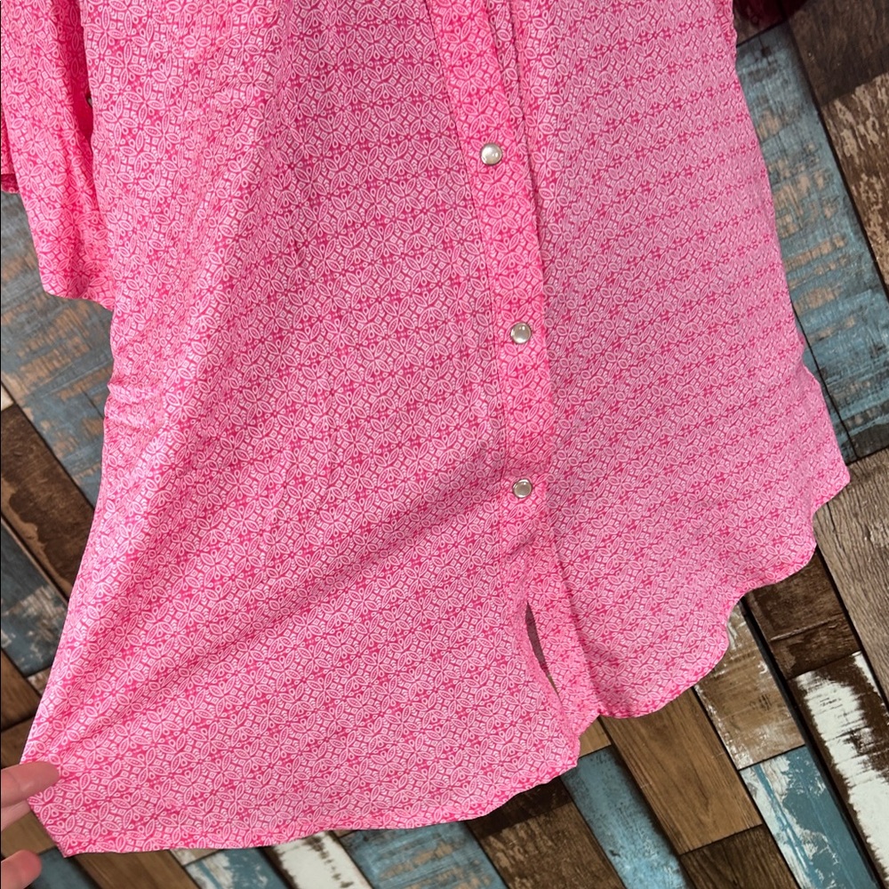 Wrangler Pink Patterned snap button Short Sleeve … - image 5